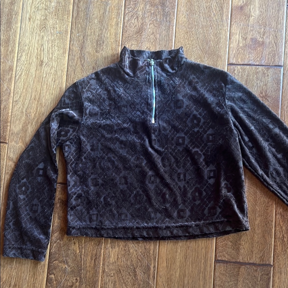 Elegant Brown Velvet Women's Top